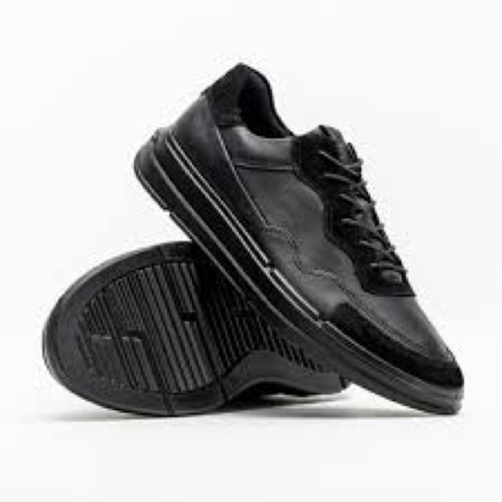 ECCO men black leather GREAT CONDITION EU 44 Sz 10 Comfort Shoe suede soft X